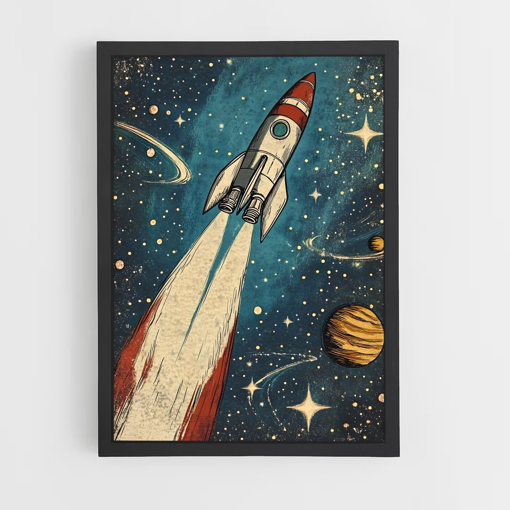 Poster Retro espace fascinant – affiche Espace rétro (vue 2)